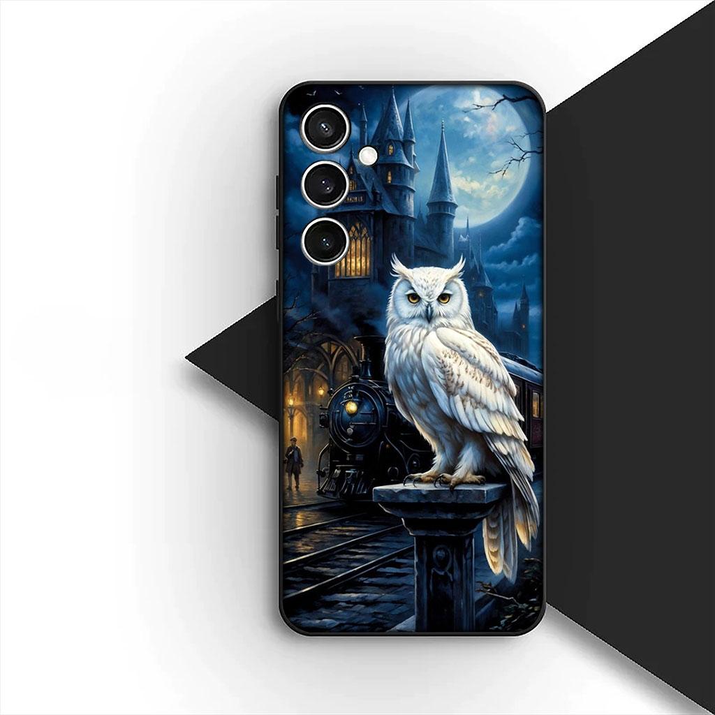 Castle Harries Wand Potters Owl Phone Cover Case for Samsung Galaxy S22 S21 S20 FE Ultra Plus A07 A17 A15 A16 A25 A57 A37 Casing