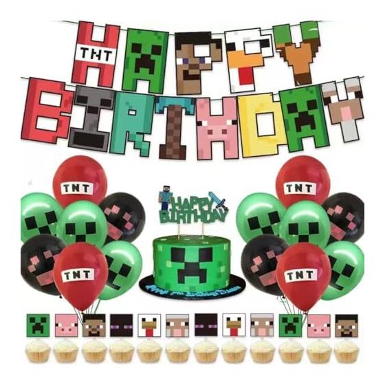 Komorebi Minecraft HAPPY BIRTHDAY decoration balloon birthday decoration balloon party cute girls boys birthday decoration birthday decoration