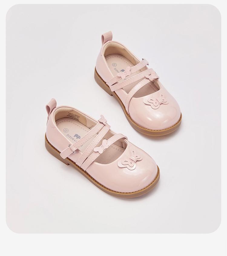 David Bella Girls' Leather Shoes Spring New Baby Sweet Princess Shoes Soft Bottom Silver Children's Single Shoes