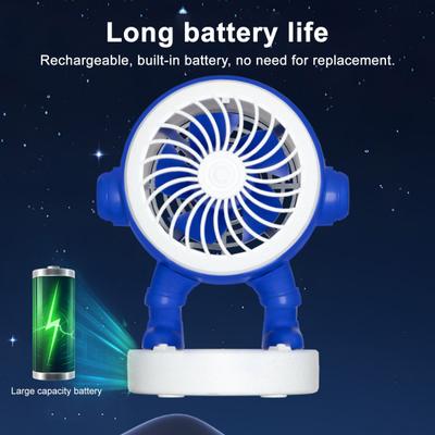 Astronaut Desk Fan 500mAh USB Rechargeable Summer Cooling Fan Quiet Portable Office Bedroom Outdoor Travel Mini Personal Fan