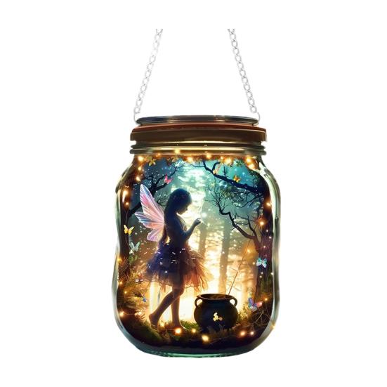 Fairy Hanging Decoration 2D Flat Fairy Forest Acrylic Ornament Wishing Bottle Shape Decoration for Indoor Outdoor Window Door