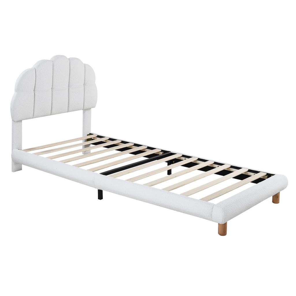 Upholstered Bed Children's Bed 90x200cm, with Headboard and Slatted Frame, Frame Made of Wood and Circular Fleece, for Adults and Youth, Without Mattress1
