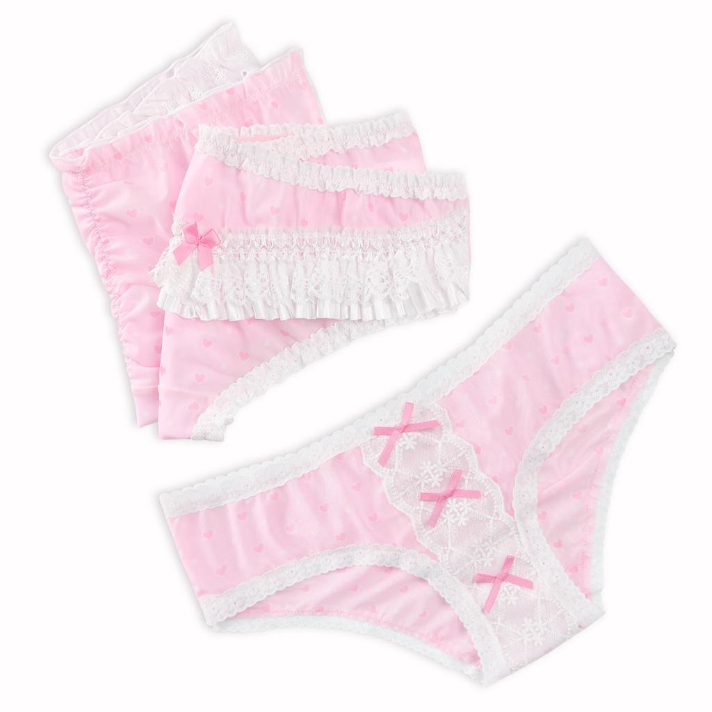 LittleForBig Women's Mesh Panties, Pink Princess, 3-Pair Set, Size S