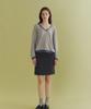 ANDNEEDS Mild Stripe Deep V-Neck Top (Melange Gray)