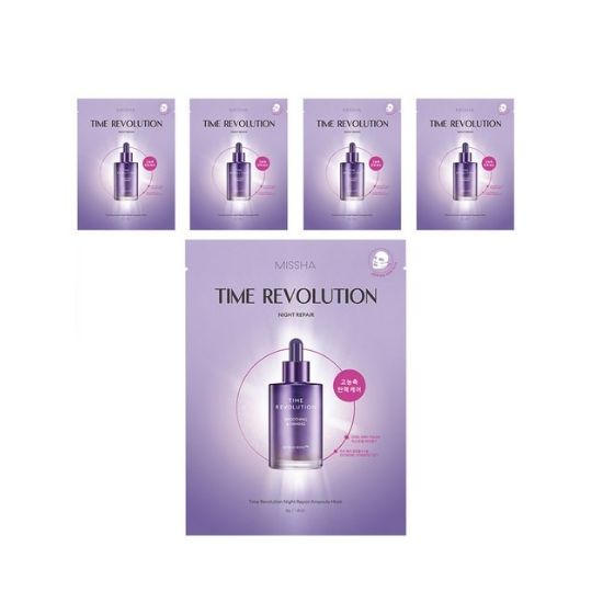 

MISSHA Time Revolution Night Repair Ampoule Mask Pack 30g x5 Hydrating & Repairing Sheet Mask