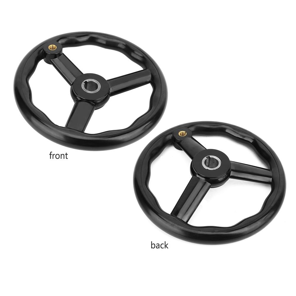 250*25mm Black Anti Slip Bakelite 3 Spoked Lathe Handwheel with Handle for Machine Tool