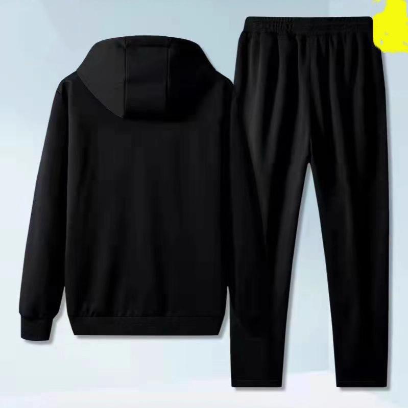 Men's Plus Velvet Thickened Sports Suit Autumn and Winter Hooded Large Size Casual Warm Two-piece Youth Lamb Fleece Jacket Flat Mouth