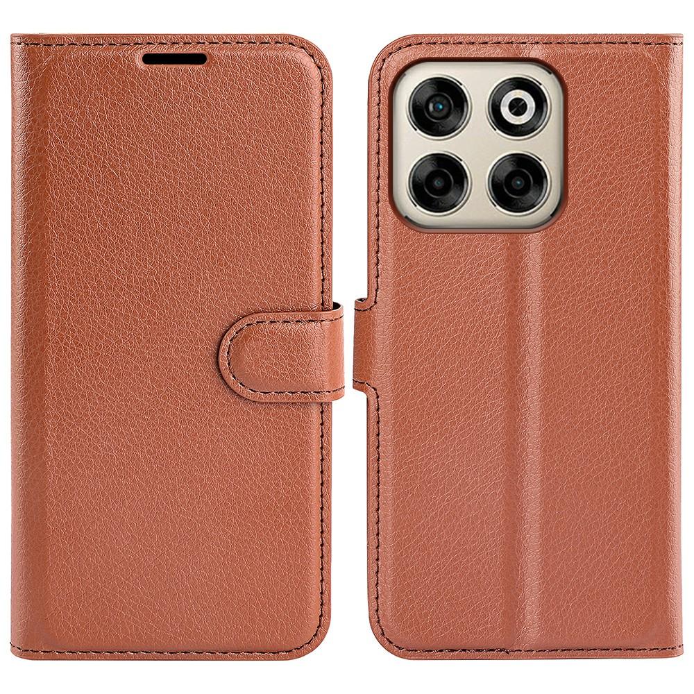 

Чехол для ZTE Blade V70, текстура личи, противоударный кожаный чехол-кошелек для телефона Brown