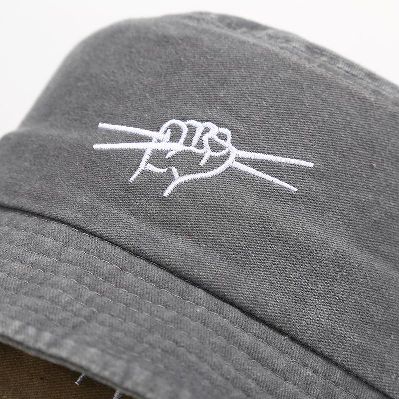 American washed old bucket hat women tide show face small men hip hop drumming gesture embroidery basin hat tide sun hat
