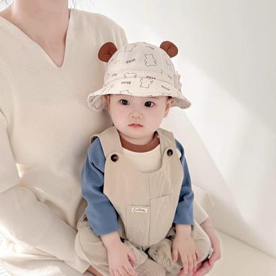 Baby and Toddler Pot Hat Spring and Autumn New Style Small Bear Cute Baby Fisherman Hat Sun Protection Sun Protection Versatile Hat for Boys and Girls
