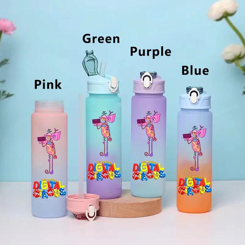 750ML Niesamowity Cyfrowy Cyrk Kreskówka Duża Pojemność Kubek na Wodę Outdoor Szczelna Butelka na Wodę Przenośny Kubek na Wodę ze Słomką