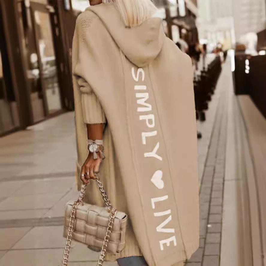 In Stock: Autumn/Winter Hooded Loose Knit Mid-Length Cardigan