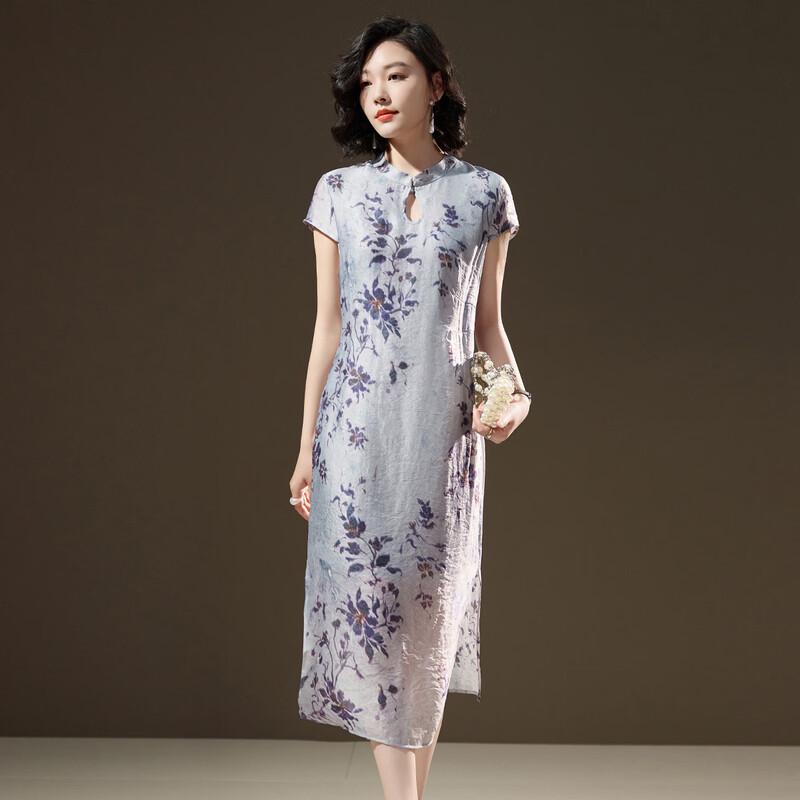 New Chinese Style Jacquard Cheongsam Dress L