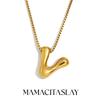 MamacitaSlay Creative 18K Gold Plated Stainless Steel Letter Pendant Necklace Party Waterproof jewelry Unisex Minimalist Gift