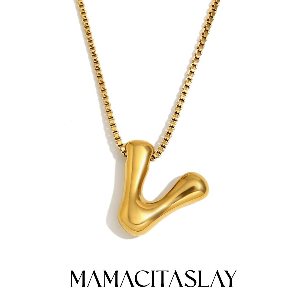 MamacitaSlay Creative 18K Gold Plated Stainless Steel Letter Pendant Necklace Party Waterproof jewelry Unisex Minimalist Gift