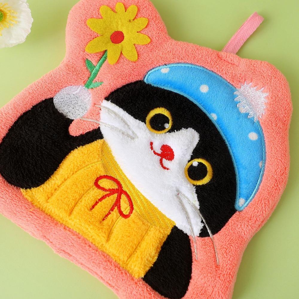 Coral Fleece Kitchen Toilet Handkerchief Cute Cat Bathroom Kerchief High Quality Washcloth