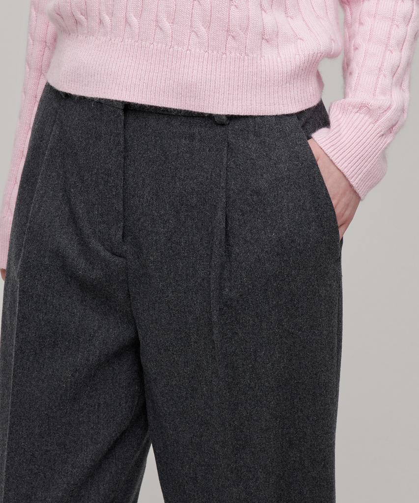 MUSINSA STANDARD WOMAN Women'S Wool Flannel Loose Tapered Slacks [Medium Gray]