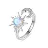 Sun Pendant Adjustable Copper Ring With Bright Finish For Women Gift