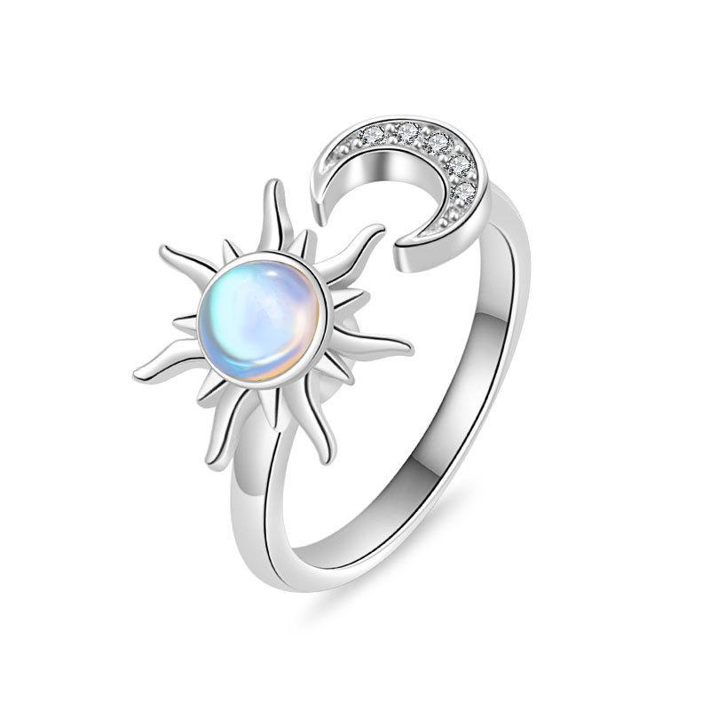 Sun Pendant Adjustable Copper Ring With Bright Finish For Women Gift