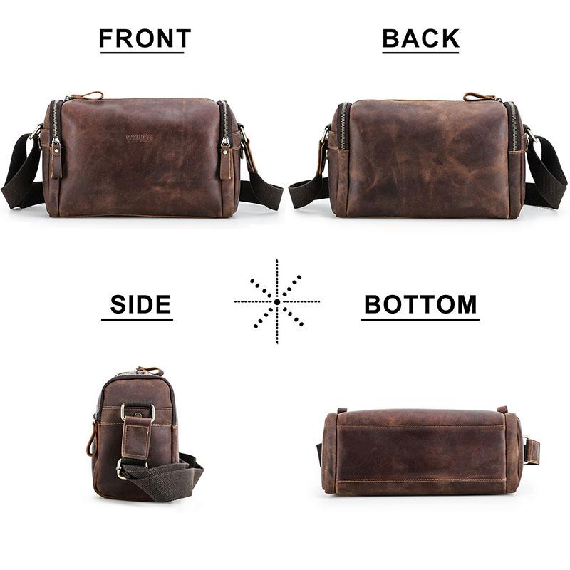 Echtes Leder Männer Vintage Umhängetasche Strap Sling Mehrere Mezzanine Große Kapazität Schulter Tasche Crazy Horse Leder Messenger Taschen