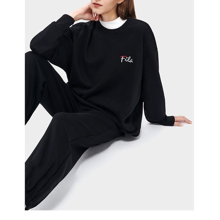Fila Sweatshirts Unisex Jet Black Crew Neck Moderate Regular F11U248201F-BK