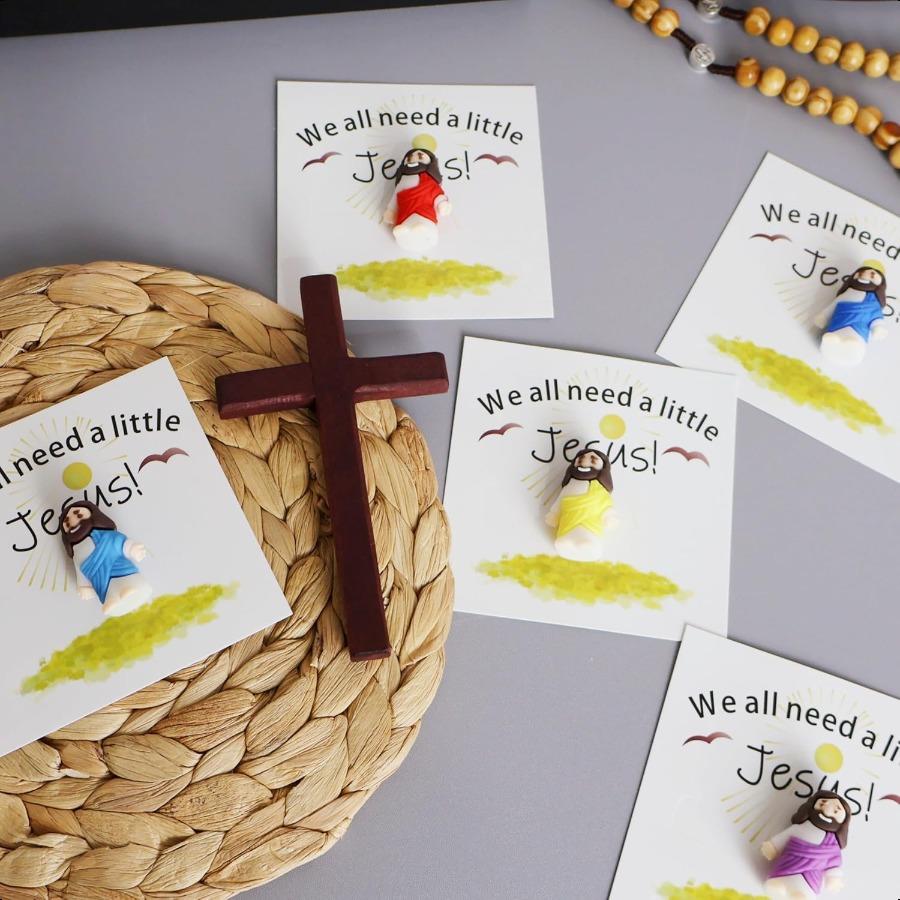 5pcs Pocket Jesus Note Cards for Greeting Card Inserts Mini Jesus Figures Easter Christmas Gifts School Religious Christmas Par