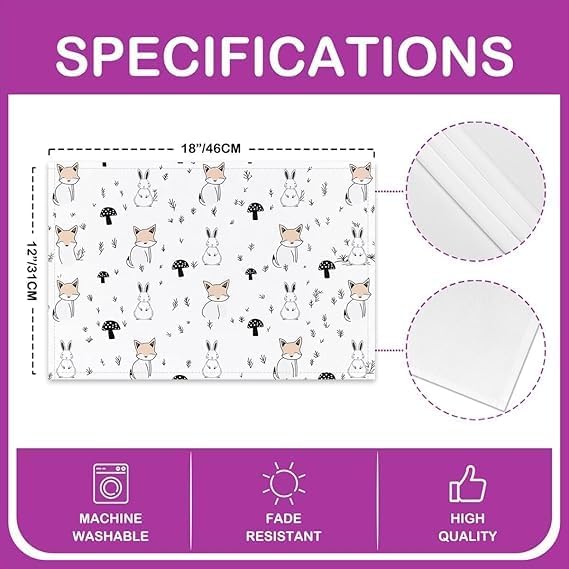 Cartoon Nutcracker Placemats Set of 4 18"x12" Kids Christmas Table Place Mats for Boys Girls Teens Nutcracker Suite Placemat