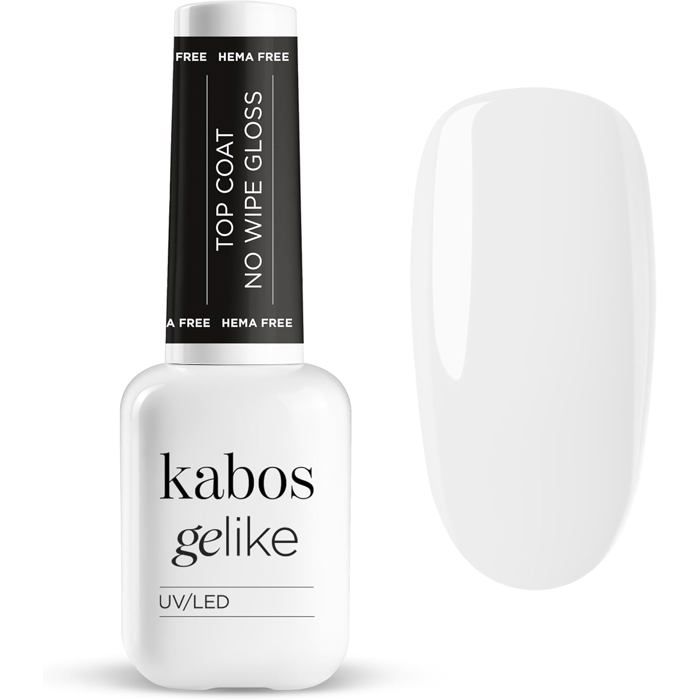 Vernis à ongle - Hybride Top Coat No Wipe Gloss Kabos - 10 ml - Brillance miroir - Fini impeccable