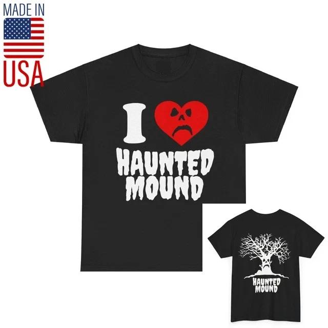 I Love Haunted Mound Tee Shirt Sematary T-Shirt, 2 Side Black Short Sleeve L