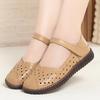 Breathable Comfortable Cutout Hole Shoes Flat Heels Loafers 2025 Summer Genuine Leather Shoes for Office Mom Big Size 41 42
