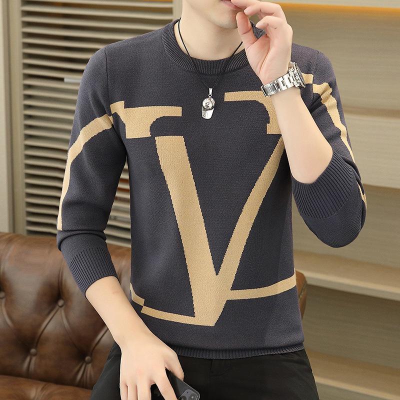 Men s Loose Knit Sweater: New Autumn/Winter Round Neck Base Layer. 180