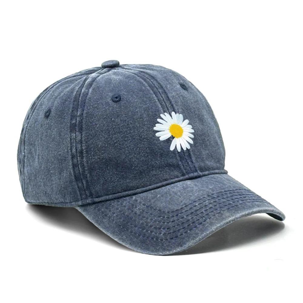 Baseballkappe mit Gänseblümchenmuster, verstellbare Mesh-Kappe, Retro-Baumwoll-Snapback, Sommer, Outdoor, Golf, Angeln, Geschenk, Streetstyle-Kappe