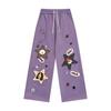 American Retro Cartoon Dog Star Embroidery Sweatpants Straight Leg Drawstring Pants Men
