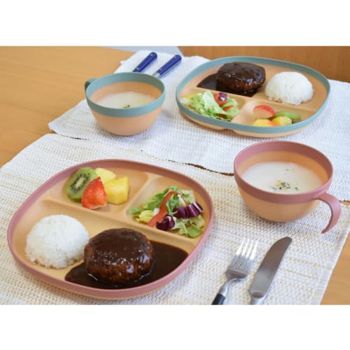 Break-resistant Lunch Plate, Approximately 24cm, Divided, Dishwasher and Microwave Safe, MUSUBI, Natural White, Made In Japan