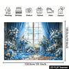 2D Flat Blue & White Flower Backdrop, Elegant Window View Photo Background Cloth