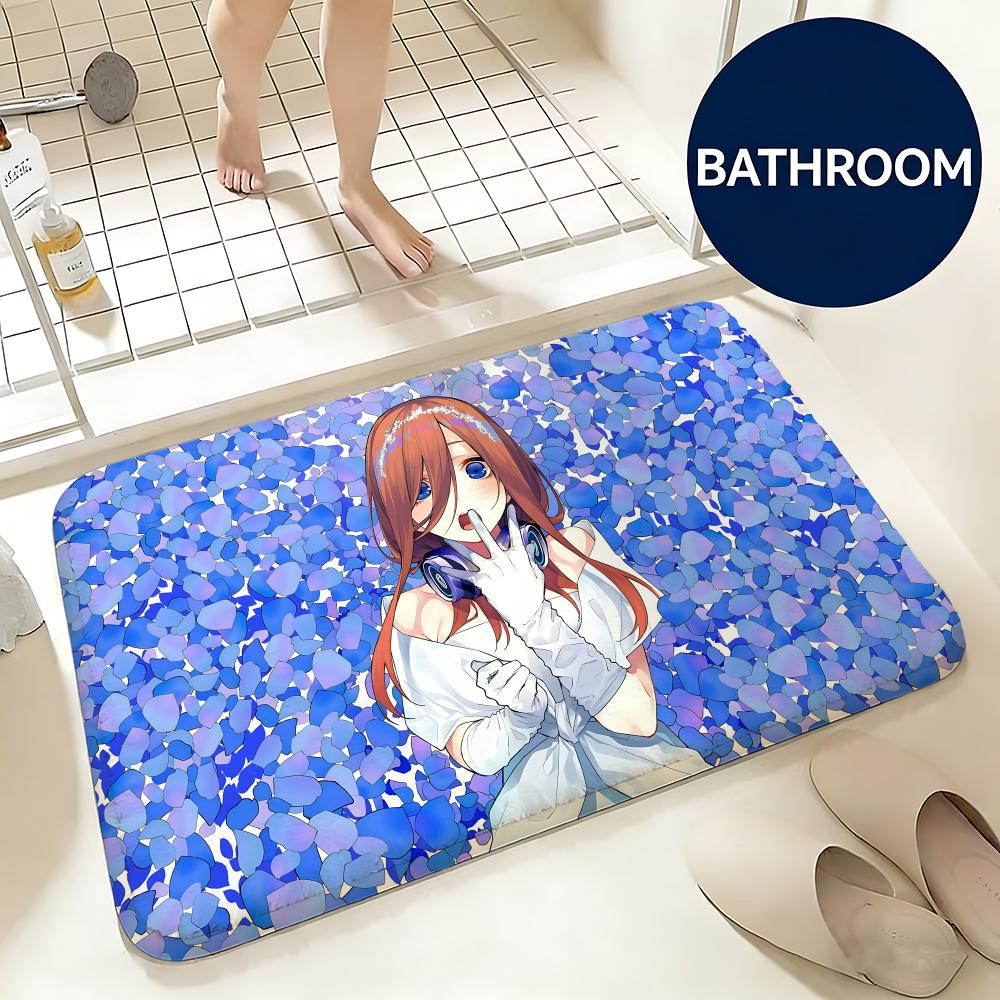 Soft Flannel Floor Mat Anime The Quintessential Quintuplets Floor Mat Non-Slip Absorbent Doormat Bathroom Bedroom Home Decor Rug