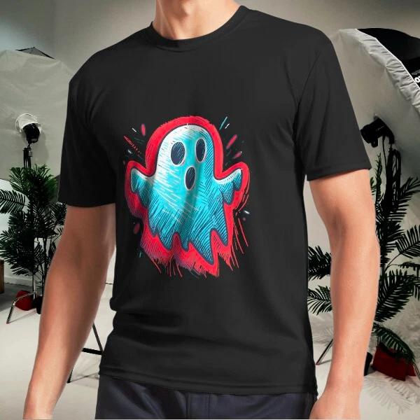 Men s and Women s T-shirts Cute Boo Ghost Flying - Adorable Haunting S