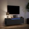 Wall Mounted TV Cabinet with LED Lighting Black 135 X 31 X 39.5 Cm