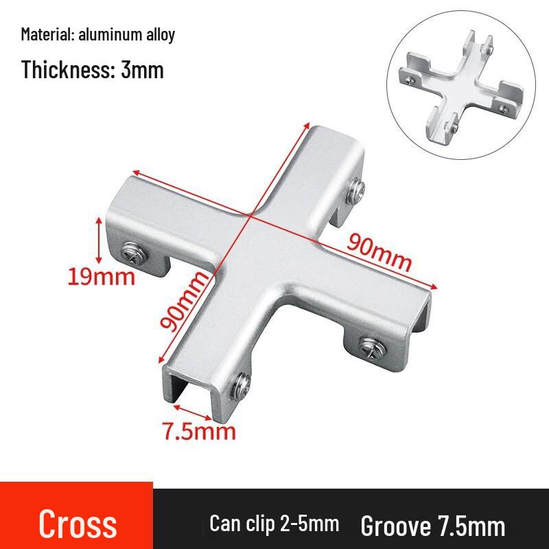 L-Shaped Right Angle Aluminum Kitchen Sink Clamp & Glass Shelf Clip