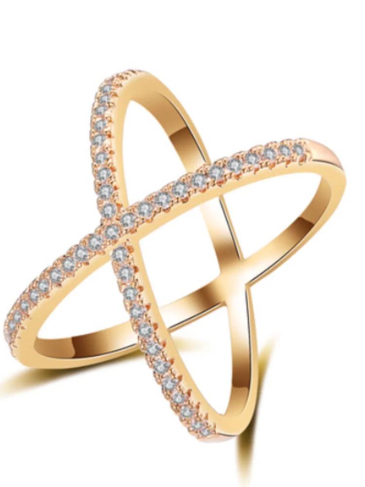 925 Sterling Silver Simple Classic Gorgeous Zircon X-Shaped Ring For Women Engagement Wedding Luxury High Quality Fine Jewelry