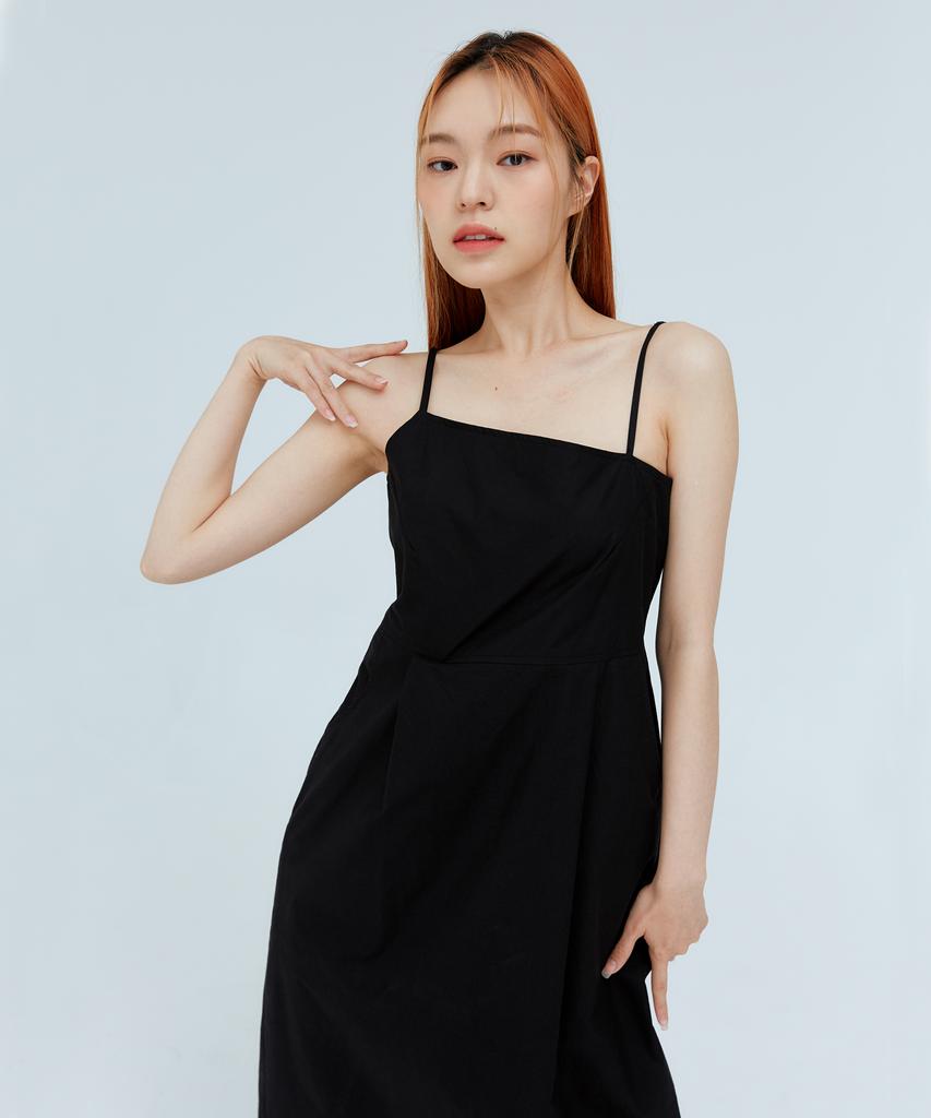 Ridge Basic Front Asymmetrical Dress Black