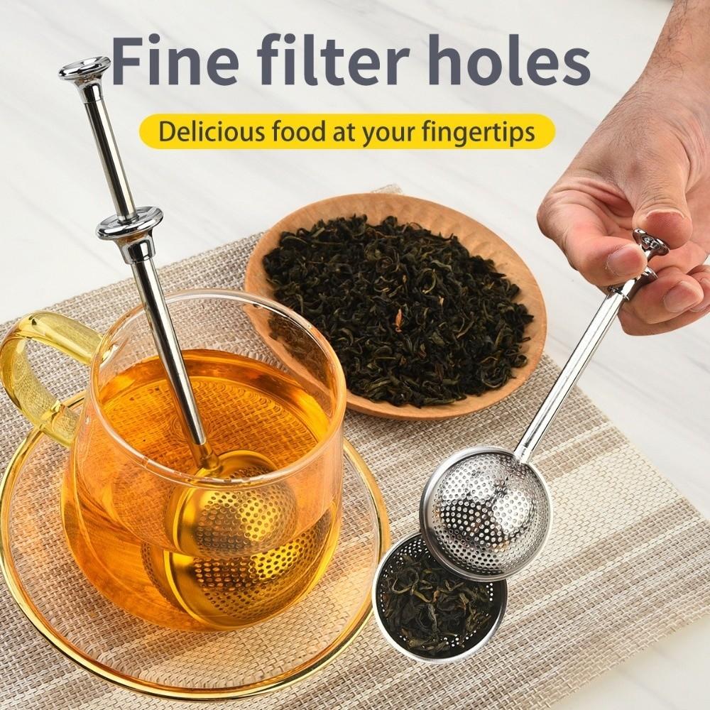 Portable Stainless Steel Tea Strainer Reusable Mesh Filter Tea Filter Long Handle Durable Mesh Strainer Loose Leaf Tea