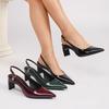 Fashion Pointed Toe Pumps Woman Sandals Patent Leather Elegant Office Woman Shoes Sexy Slingback High Heels Zapatos De Mujer