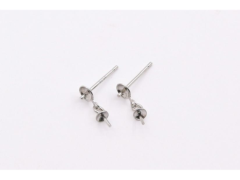 

S925 Sterling Silver Bowl Ear Studs with Glue Pad for DIY Pearl Setting