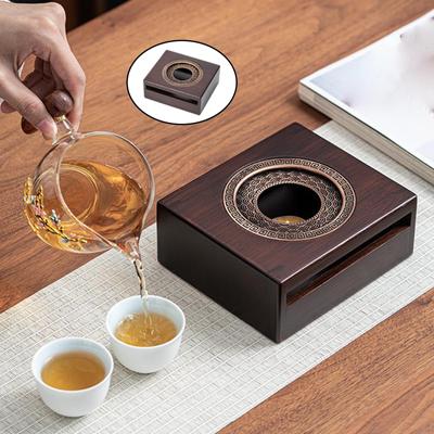 Bamboo Tea Warmer Teapot Retro Candle Stand Holder Tool for