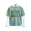 American Vintage Striped Mock Two-Piece Couple Polo Shirts Men Women Long Sleeve College Style