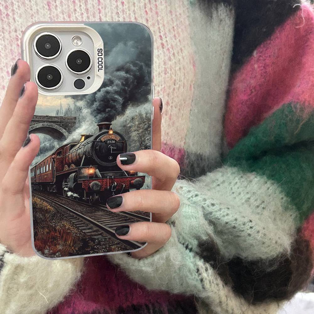 Train Railway Travel Colorful Silver Cover Phone Case For IPhone 17 16 Pro Max 15 Pro 14 Plus 11 12 13 X XS Max XR