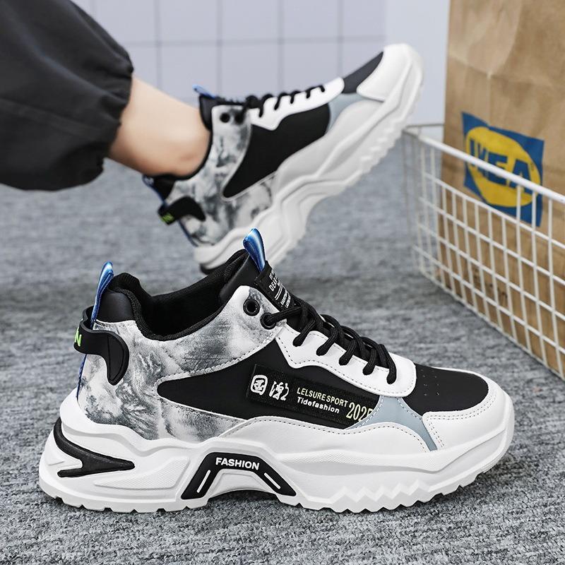 Autumn Men's Shoes New Breathable High-top Sneakers Men's Versatile Little White Height-increasing Running Shoes Trendy Shoes