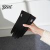 Button Wrist Gloves And Warm Weather Touch Women Cold Winter for Screen Soft Velvet Windproof