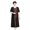 Dikke moeder plus dikke plus size zomer korte mouw buitenlandse stijl nep tweedelig splicing chiffon jurk naar de leeftijd van high-end